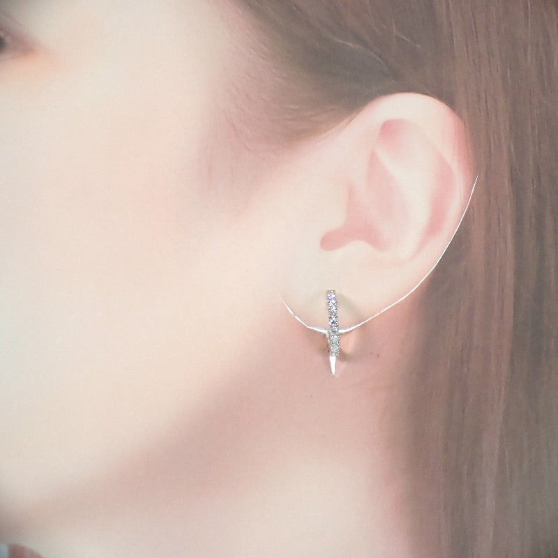 デザインジュエリー フープ ピアス Pt900プラチナ ダイヤモンド レディース【中古】【Aランク】