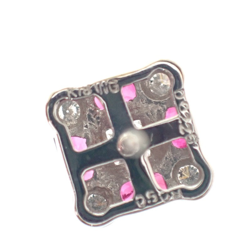 設計珠寶 方形耳環 K18白金 紅寶石 鑽石 女款【二手】【A級品】