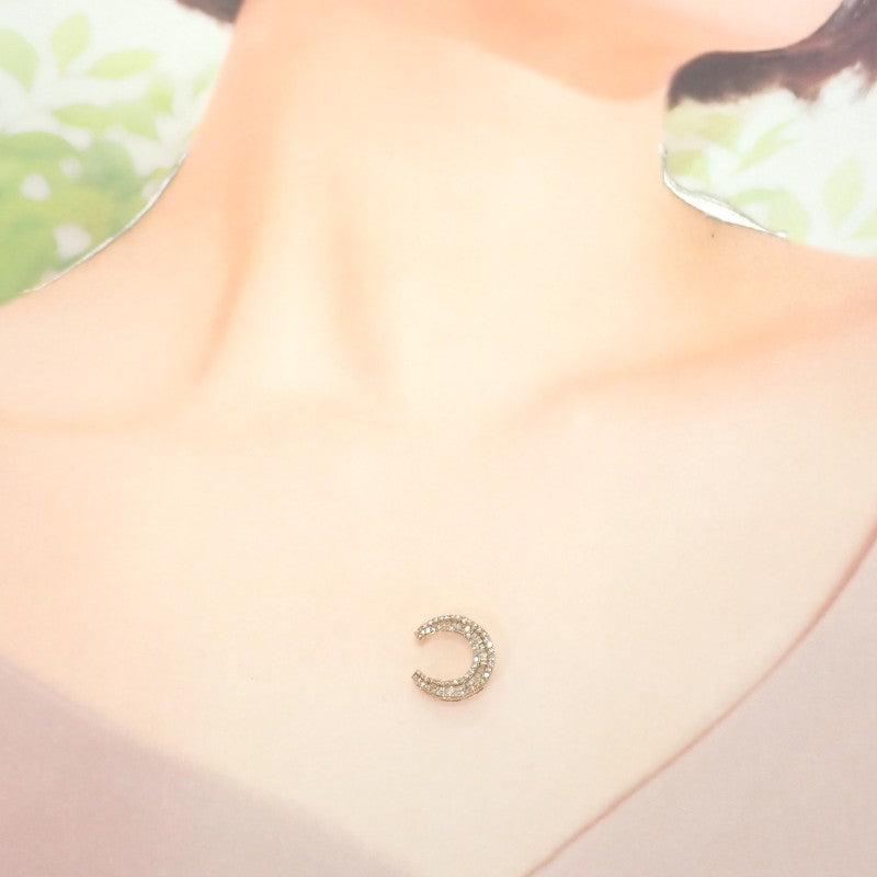 設計珠寶 月亮吊墜 K18玫瑰金 鑽石 女士【中古品】【A級】