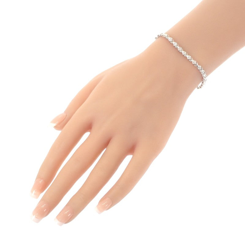 Designer Jewelry Tennis Bracelet K18 White Gold Diamond Men's Ladies'【Used】【A Rank】