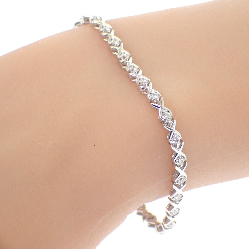 Designer Jewelry Tennis Bracelet K18 White Gold Diamond Men's Ladies'【Used】【A Rank】