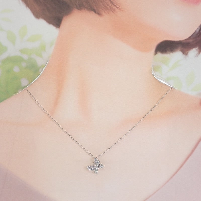 デザインジュエリー パピヨン ネックレス K18ホワイトゴールド ダイヤモンド レディース【中古】【Aランク】