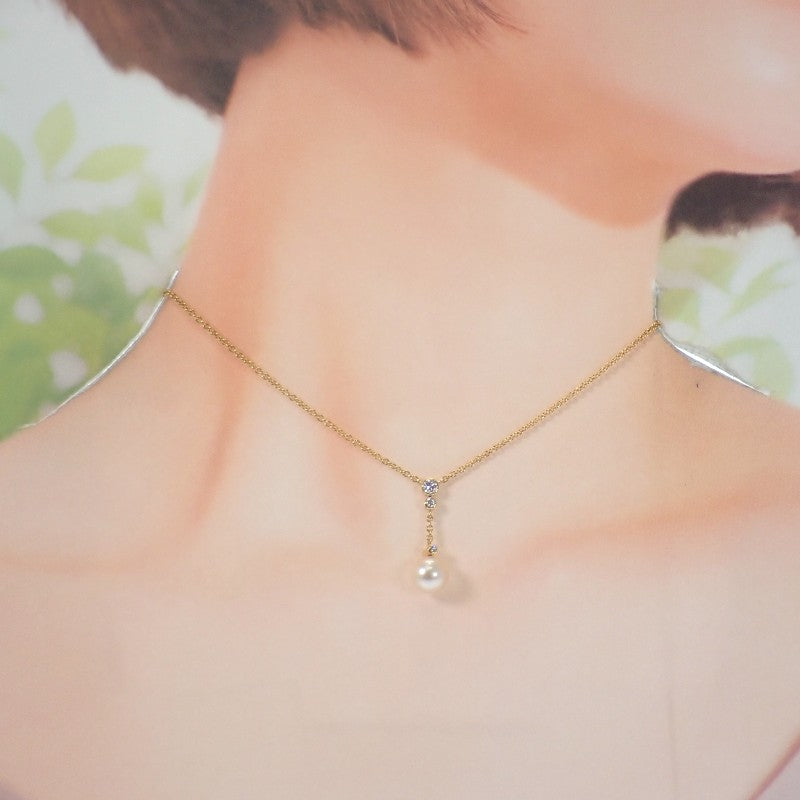 Design Jewelry Necklace K18 Yellow Gold Diamond Women's