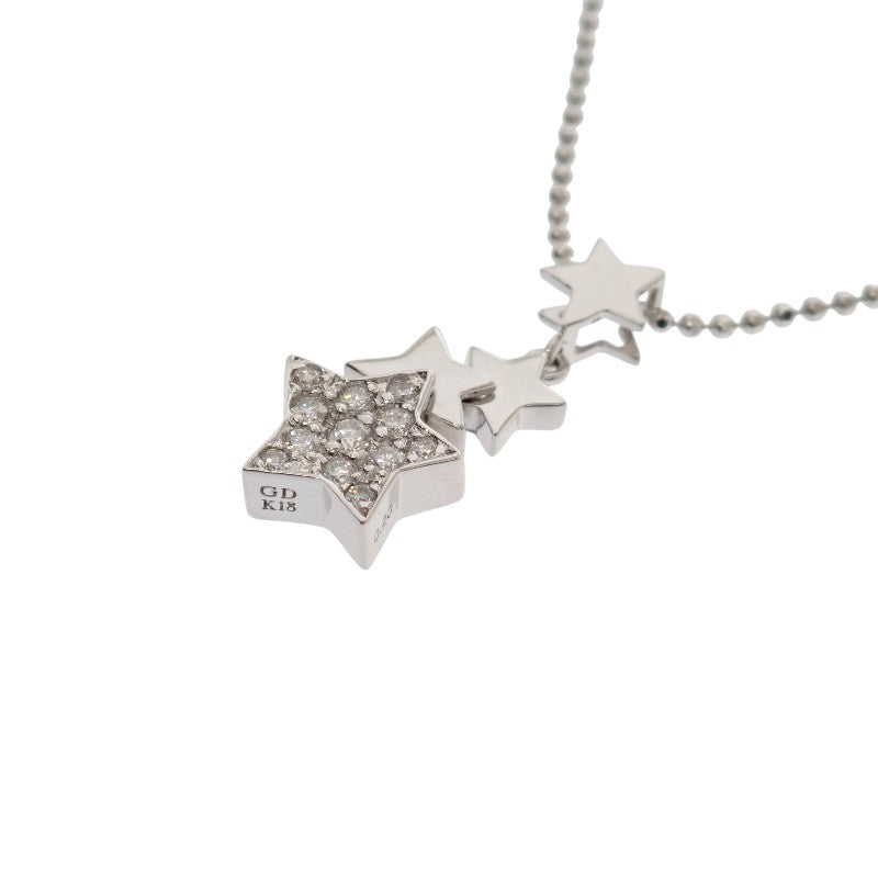 K18WG デザインジュエリー スター ネックレス K18ホワイトゴールド ダイヤモンド レディース【中古】【Aランク】