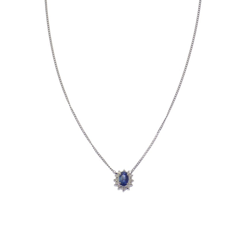 デザインジュエリー ネックレス Pt900プラチナ Pt850プラチナ ブルー サファイア ダイヤモンド レディース【中古】【Aランク】