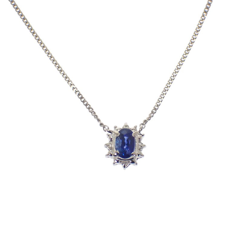 デザインジュエリー ネックレス Pt900プラチナ Pt850プラチナ ブルー サファイア ダイヤモンド レディース【中古】【Aランク】