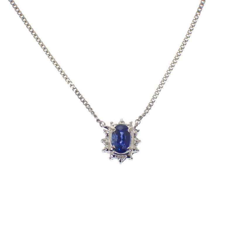 デザインジュエリー ネックレス Pt900プラチナ Pt850プラチナ ブルー サファイア ダイヤモンド レディース【中古】【Aランク】