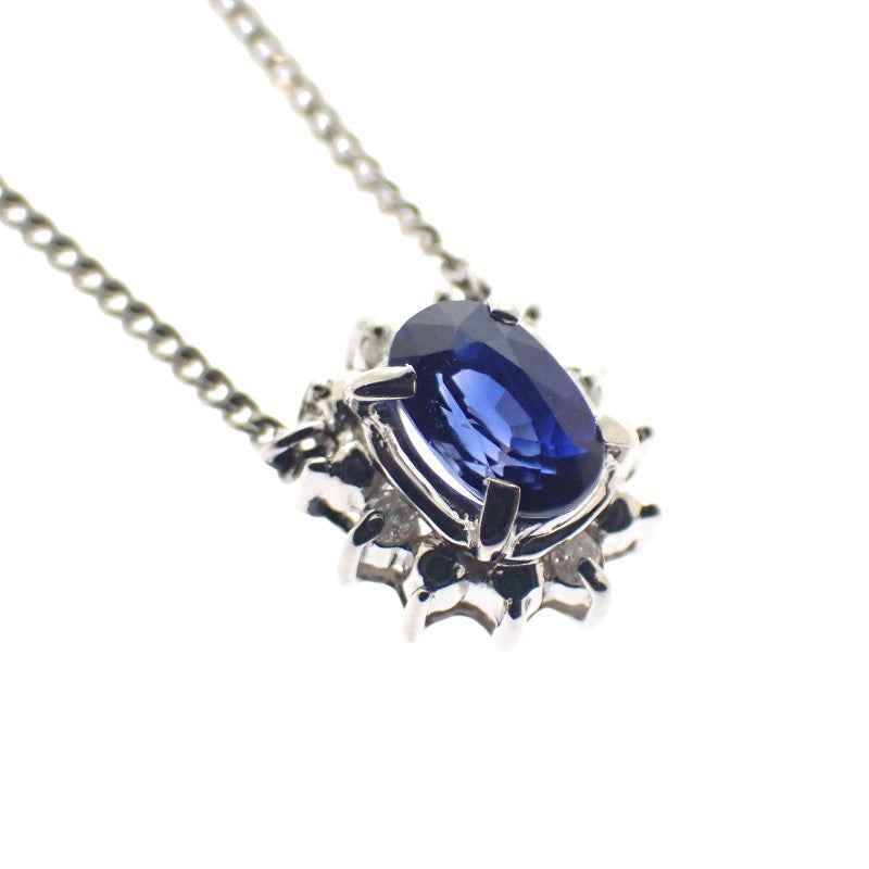 デザインジュエリー ネックレス Pt900プラチナ Pt850プラチナ ブルー サファイア ダイヤモンド レディース【中古】【Aランク】