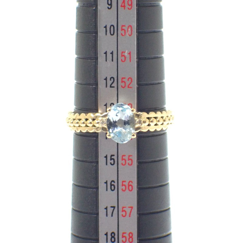 設計款珠寶 13號 戒指 K18黃金 鑽石 海藍寶石 女款【中古】【A級品】