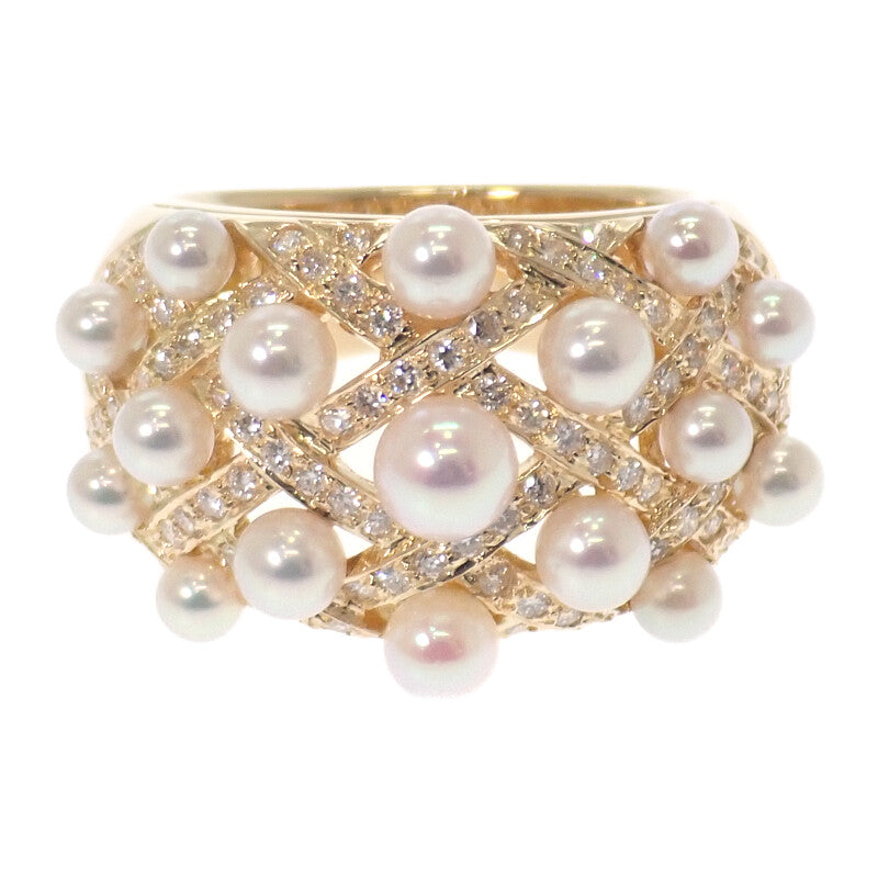 デザインジュエリー ベビーパール 13号 リング K18イエローゴールド ダイヤモンド パール レディース【中古】【Aランク】