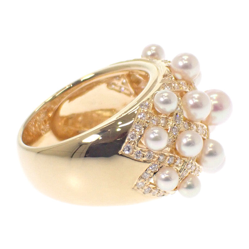Designer Jewelry Baby Pearl Ring, Size 13, K18 Yellow Gold, Diamonds, Pearls, Ladies'【Used A】