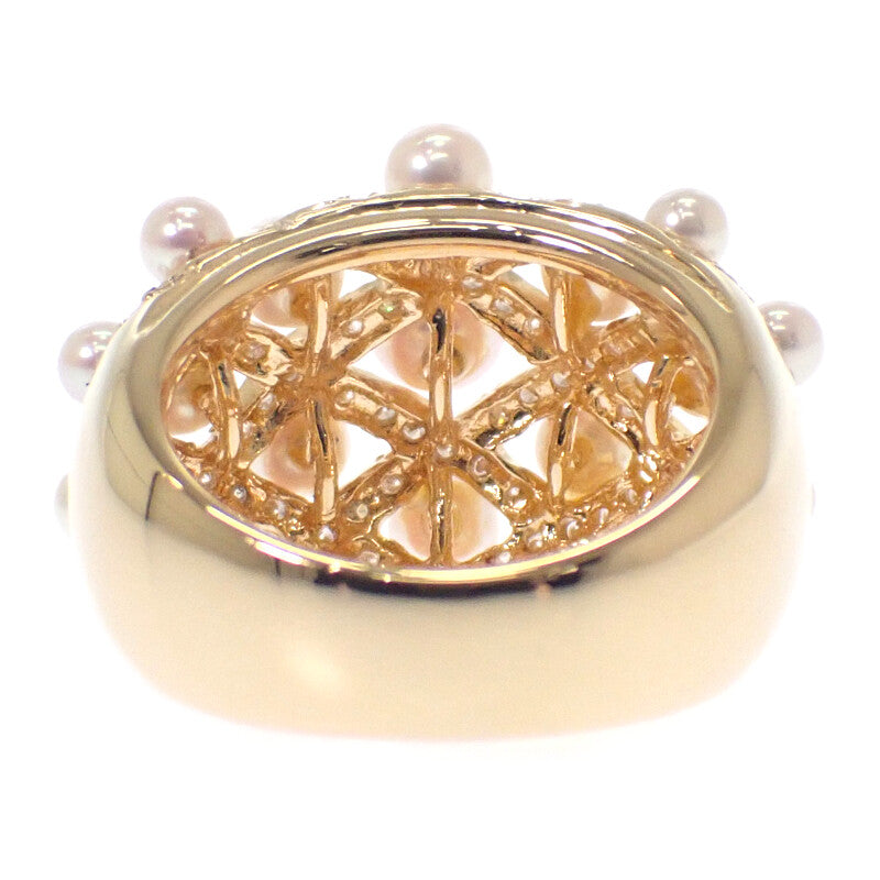 Designer Jewelry Baby Pearl Ring, Size 13, K18 Yellow Gold, Diamonds, Pearls, Ladies'【Used A】