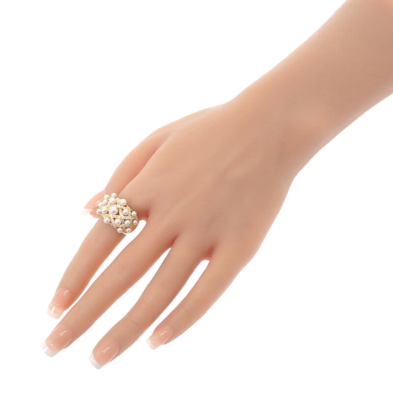 Designer Jewelry Baby Pearl Ring, Size 13, K18 Yellow Gold, Diamonds, Pearls, Ladies'【Used A】