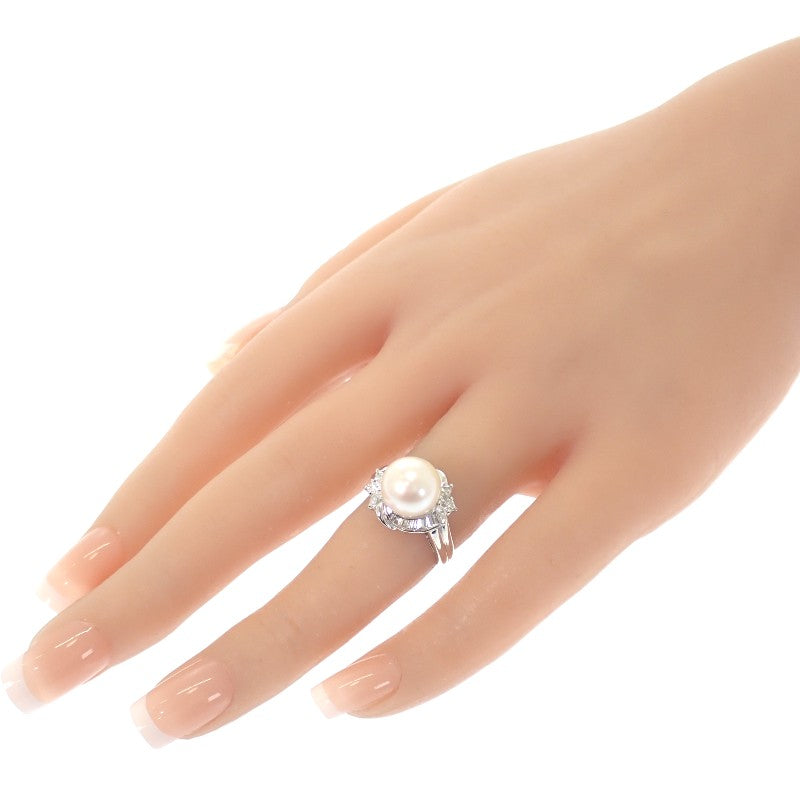 デザインジュエリー 11号 リング Pt900プラチナ ダイヤモンド パール ダイヤモンド レディース【中古】【Aランク】