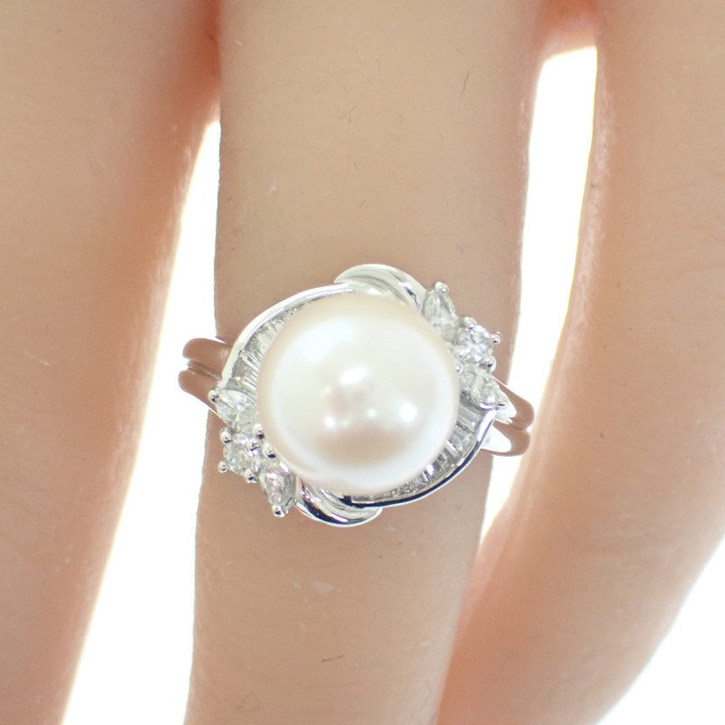 デザインジュエリー 11号 リング Pt900プラチナ ダイヤモンド パール ダイヤモンド レディース【中古】【Aランク】