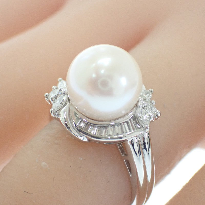 デザインジュエリー 11号 リング Pt900プラチナ ダイヤモンド パール ダイヤモンド レディース【中古】【Aランク】