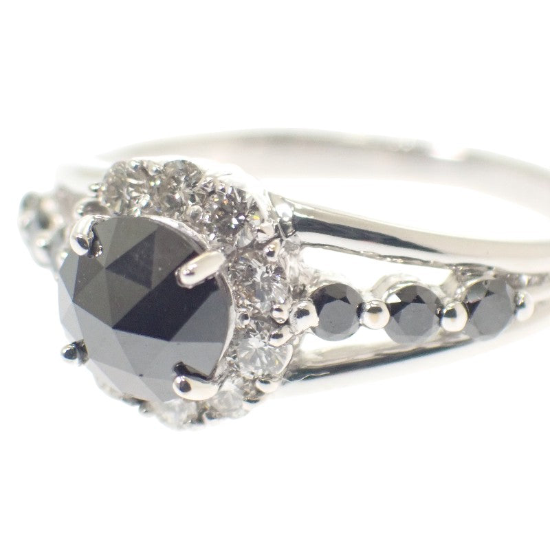 デザインジュエリー 14号 リング K18ホワイトゴールド ダイヤモンド ブラックダイヤモンド レディース【中古】【Aランク】