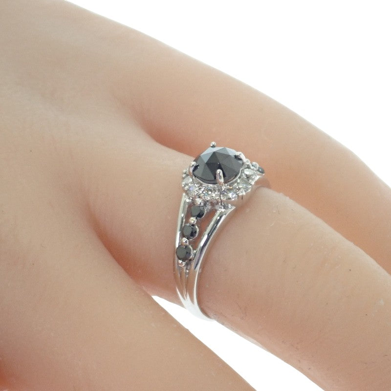 デザインジュエリー 14号 リング K18ホワイトゴールド ダイヤモンド ブラックダイヤモンド レディース【中古】【Aランク】