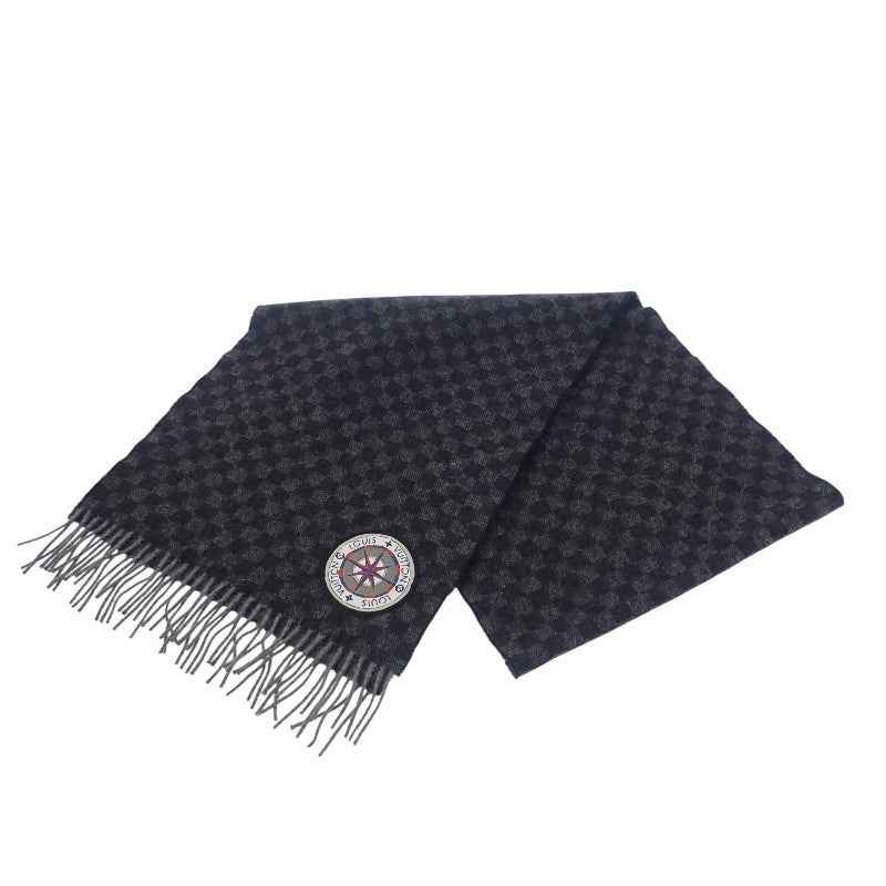 ルイヴィトン LOUIS VUITTON エシャルプ ダミエグラフィット マップ M75901 マフラー ウール アルパカ ブラック グレー メンズ【中古】【ABランク】