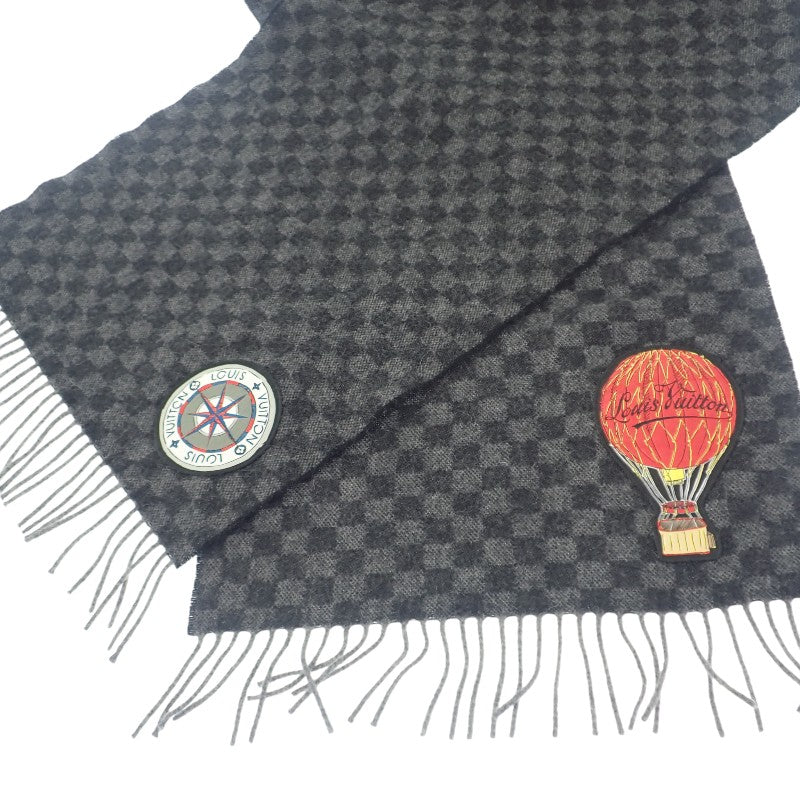ルイヴィトン LOUIS VUITTON エシャルプ ダミエグラフィット マップ M75901 マフラー ウール アルパカ ブラック グレー メンズ【中古】【ABランク】