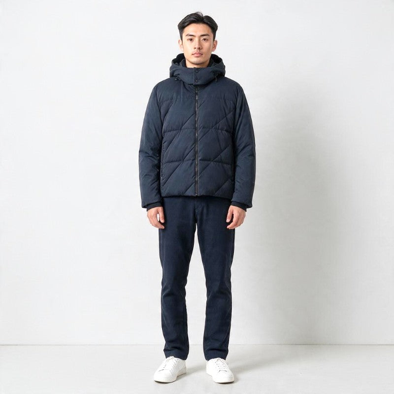 エルメス HERMES Toundra puffer coat ツンドラ M H800519E 01M ダウンジャケット ナイロン ポリエステル ネイビー メンズ【中古】【ABランク】