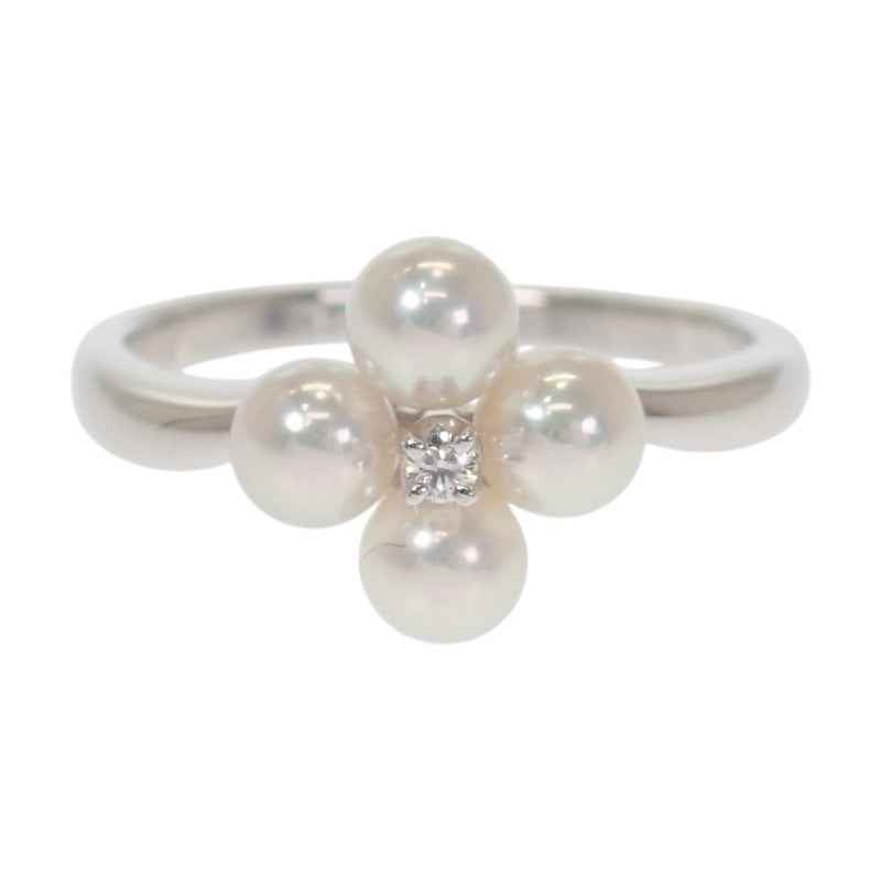 ミキモト MIKIMOTO パール 9号 リング K18ホワイトゴールド アコヤ真珠 ダイヤモンド レディース【中古】【Aランク】