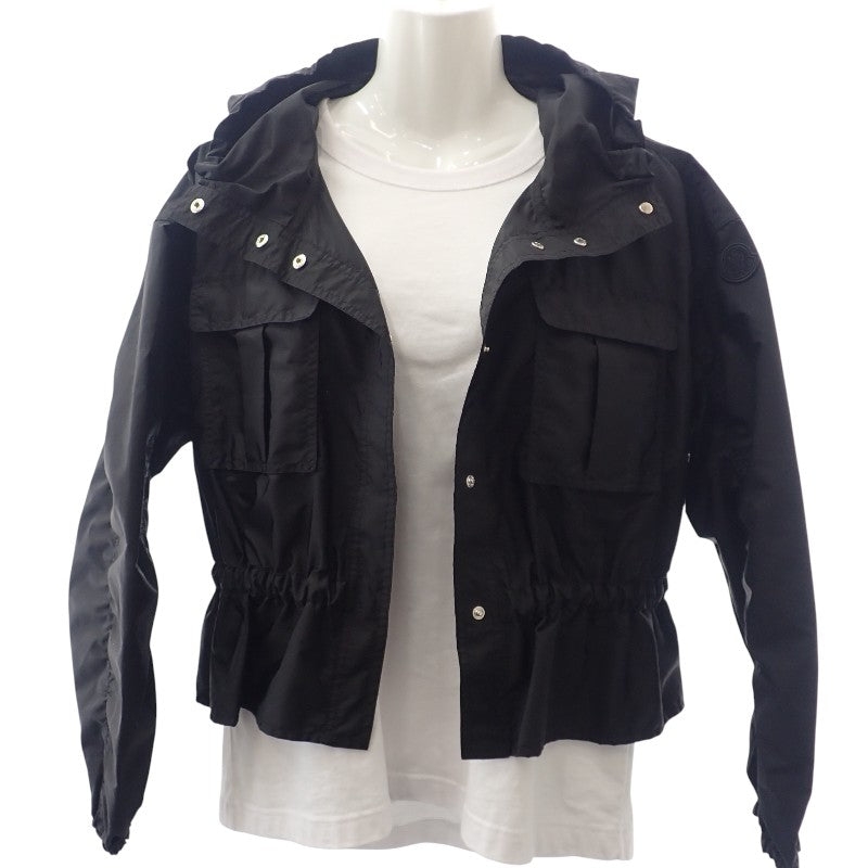Moncler MONCLER CURTON 連帽魚尾外套 2 K10931A00172539ZD 尼龍外套 尼龍 黑色 女款【中古】【A級品】