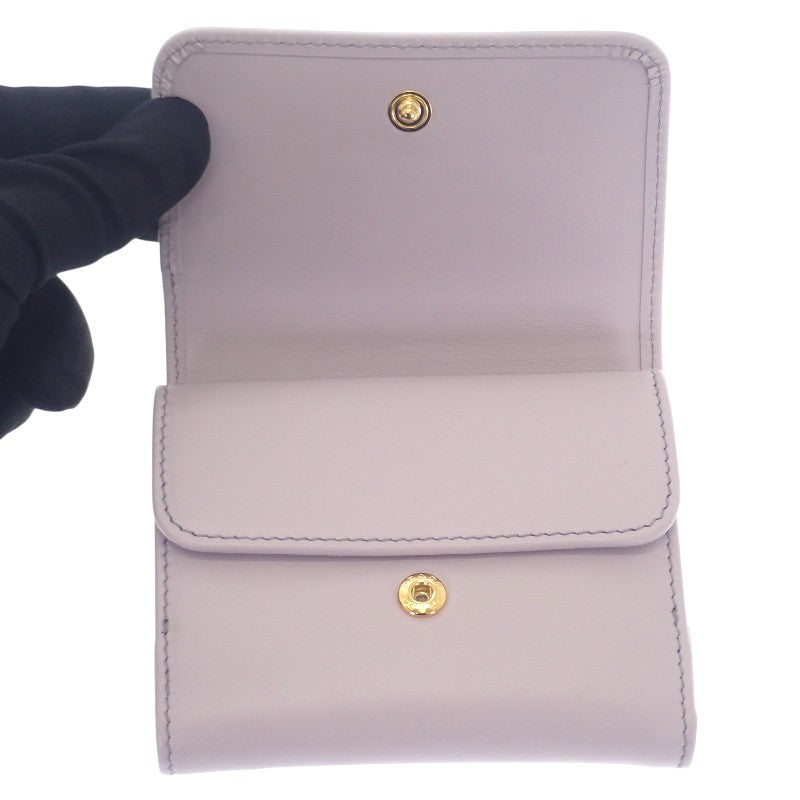 プラダ PRADA シティカーフ タブ財布 1MH043_2CNP_F0230 三つ折り財布 カーフ パープル グリーチネ ゴールド金具 レディース【中古】【Aランク】