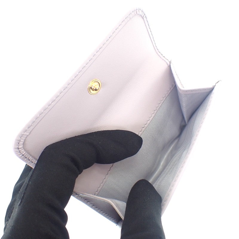 プラダ PRADA シティカーフ タブ財布 1MH043_2CNP_F0230 三つ折り財布 カーフ パープル グリーチネ ゴールド金具 レディース【中古】【Aランク】