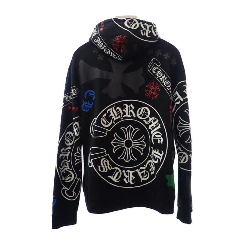 クロムハーツ CHROME HEARTS ステンシルフーディ L パーカー コットン ブラック マルチカラー メンズ【中古】【Bランク】