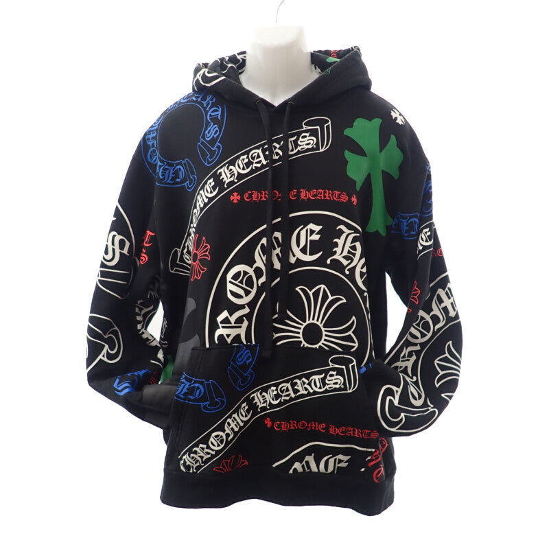 クロムハーツ CHROME HEARTS ステンシルフーディ L パーカー コットン ブラック マルチカラー メンズ【中古】【Bランク】