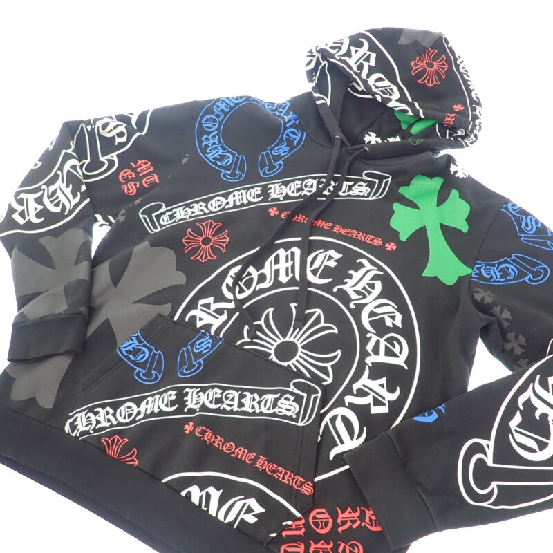 クロムハーツ CHROME HEARTS ステンシルフーディ L パーカー コットン ブラック マルチカラー メンズ【中古】【Bランク】