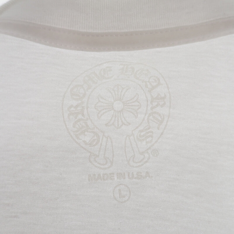 クロムハーツ CHROME HEARTS ネックロゴ ロングスリーブ トップス L 長袖Tシャツ コットン ホワイト ブルー メンズ【中古】【ABランク】