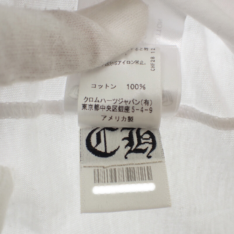 クロムハーツ CHROME HEARTS ネックロゴ ロングスリーブ トップス L 長袖Tシャツ コットン ホワイト ブルー メンズ【中古】【ABランク】