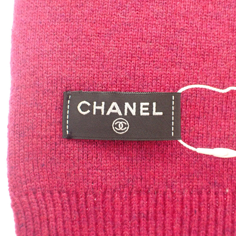香奈兒 CHANEL Logo AA9262B13359 圍巾 喀什米爾 黑色 粉色 女士【中古】【A級品】