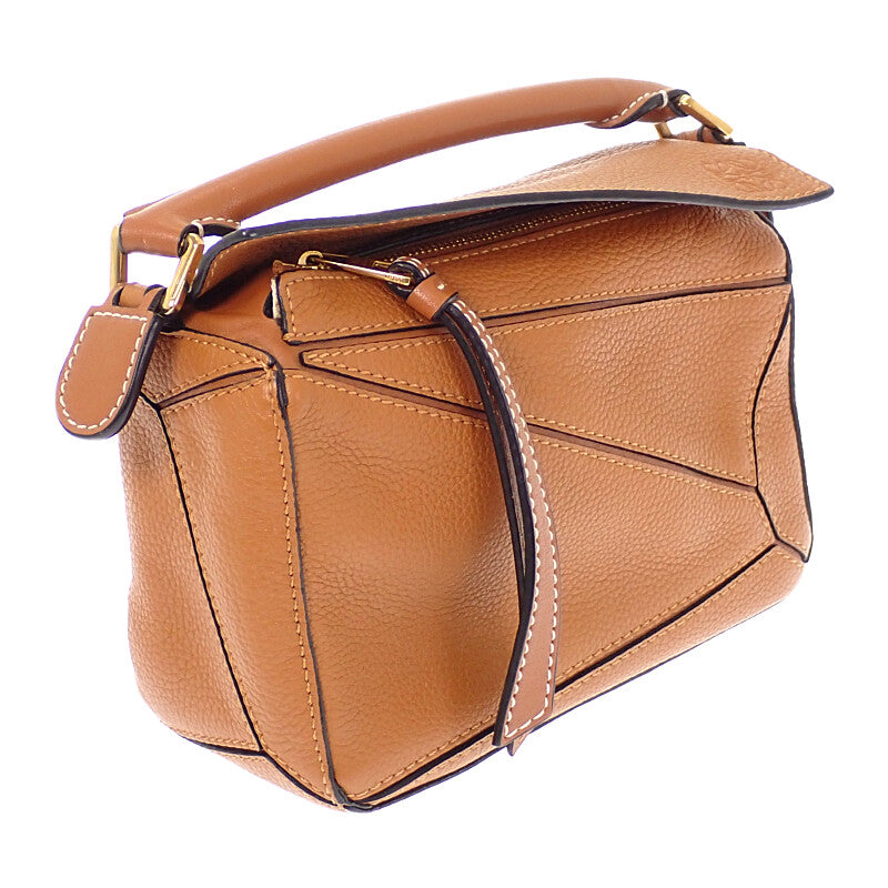 ロエベ LOEWE パズル ミニ A510P88X60 ショルダーバッグ カーフ ブラウン ゴールド金具 レディース【中古】【Aランク】