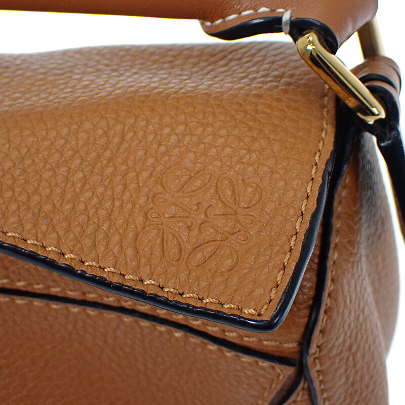 ロエベ LOEWE パズル ミニ A510P88X60 ショルダーバッグ カーフ ブラウン ゴールド金具 レディース【中古】【Aランク】