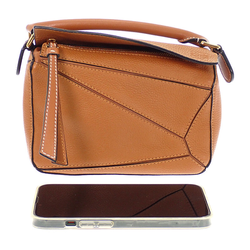 ロエベ LOEWE パズル ミニ A510P88X60 ショルダーバッグ カーフ ブラウン ゴールド金具 レディース【中古】【Aランク】