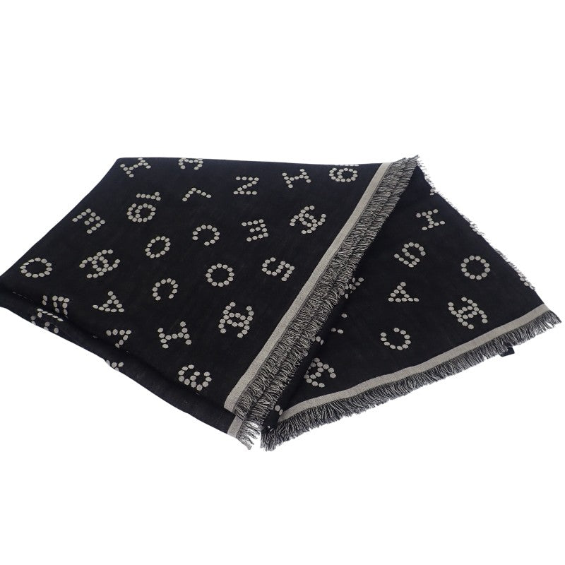 シャネル CHANEL ロゴ マフラー ウール シルク ブラック レディース 