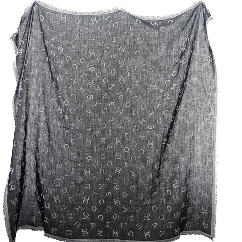 シャネル CHANEL ロゴ マフラー ウール シルク ブラック レディース【中古】【SAランク】
