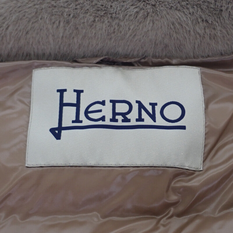 ヘルノ Herno エコファー ショートダウン 40 PI1166D-12354-2155 ダウンジャケット ポリエステル ベージュ レディース【中古】【Aランク】