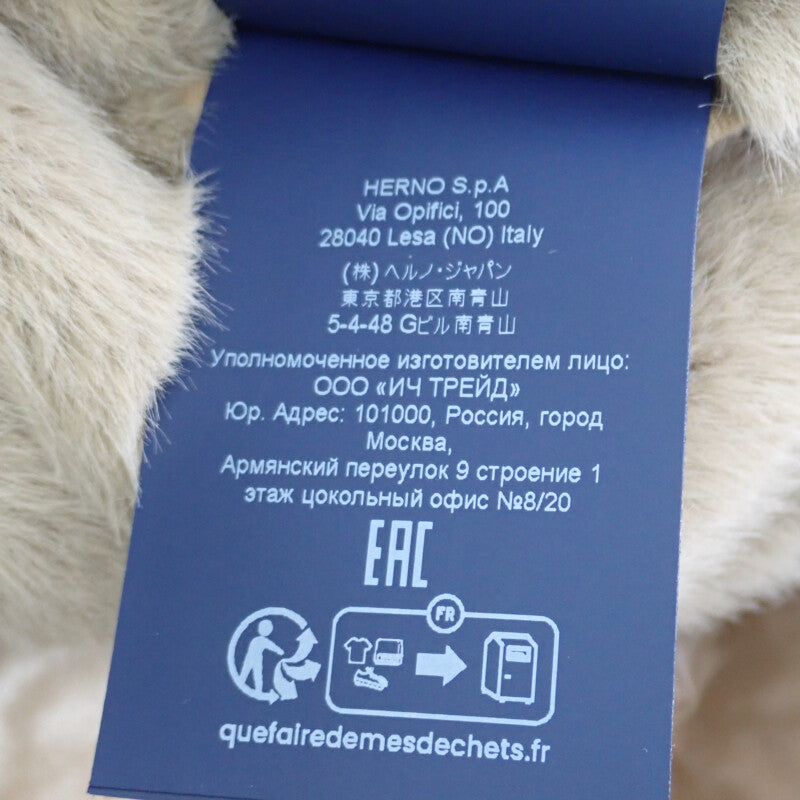Herno 赫乃 人造皮草短款羽絨服 40 PI1166D-12354-2155 羽絨夾克 聚酯纖維 米色 女款【中古】【A級】