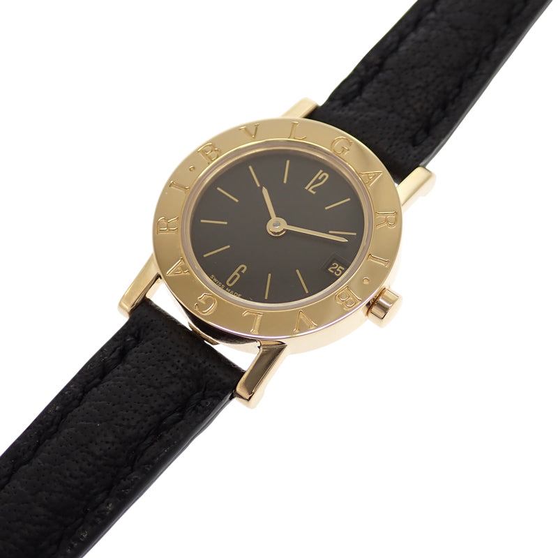 寶格麗 BVLGARI Bvlgari Bvlgari BB23GL 腕錶 K18黃金 皮革 黑色 石英 黑色錶盤 女士【中古】【A級】