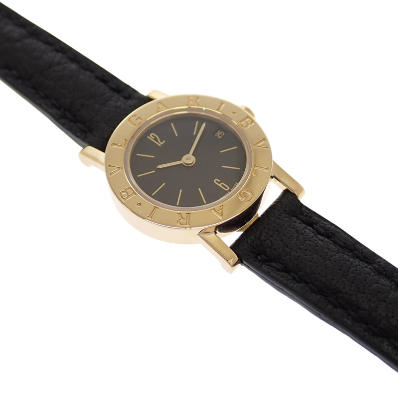 寶格麗 BVLGARI Bvlgari Bvlgari BB23GL 腕錶 K18黃金 皮革 黑色 石英 黑色錶盤 女士【中古】【A級】