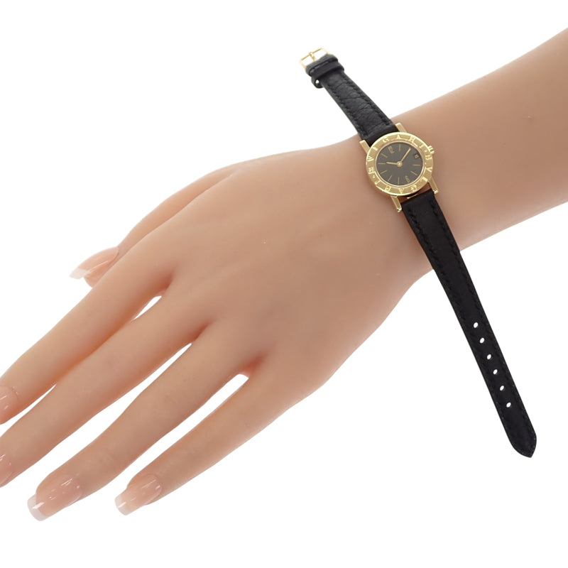 寶格麗 BVLGARI Bvlgari Bvlgari BB23GL 腕錶 K18黃金 皮革 黑色 石英 黑色錶盤 女士【中古】【A級】