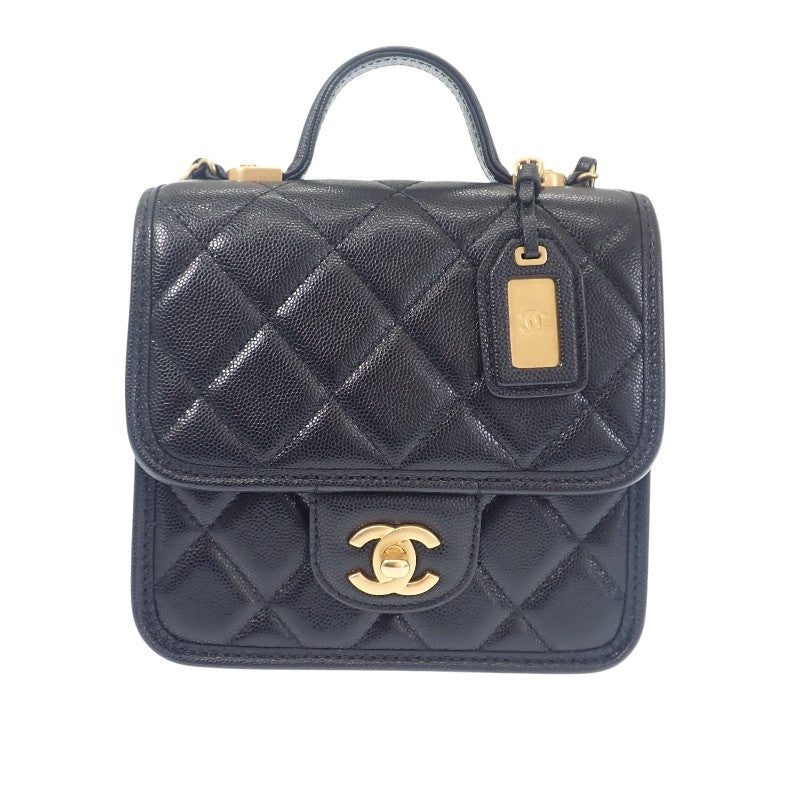 【商談中/対象者以外注文不可】シャネル CHANEL スモール トップハンドル フラップ AS3652 2WAYバッグ ショルダーバッグ キャビアスキン ブラック ゴールド金具 レディース【中古】【Aランク】