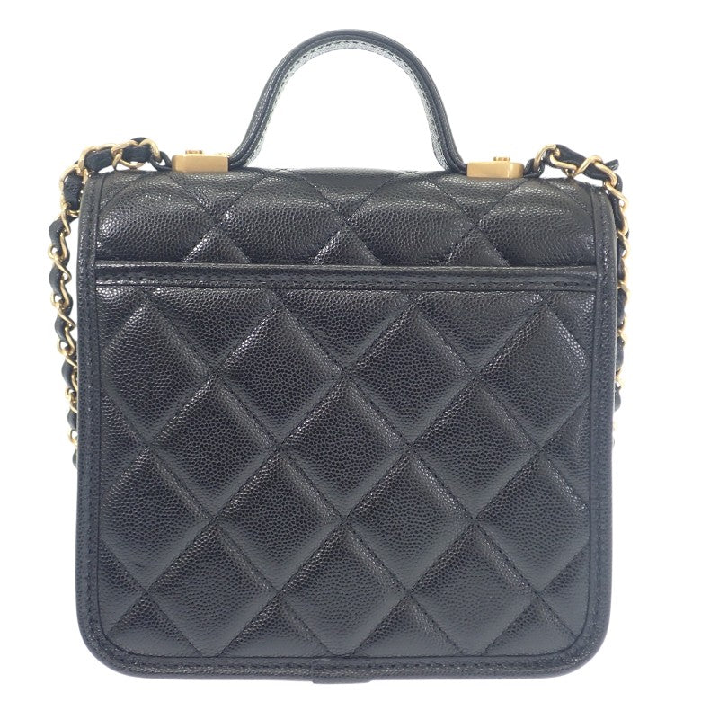 【商談中/対象者以外注文不可】シャネル CHANEL スモール トップハンドル フラップ AS3652 2WAYバッグ ショルダーバッグ キャビアスキン ブラック ゴールド金具 レディース【中古】【Aランク】