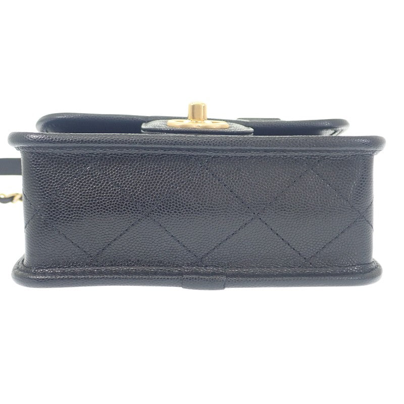 シャネル CHANEL スモール トップハンドル フラップ AS3652 2WAYバッグ ショルダーバッグ キャビアスキン ブラック ゴールド金具 レディース【中古】【Aランク】