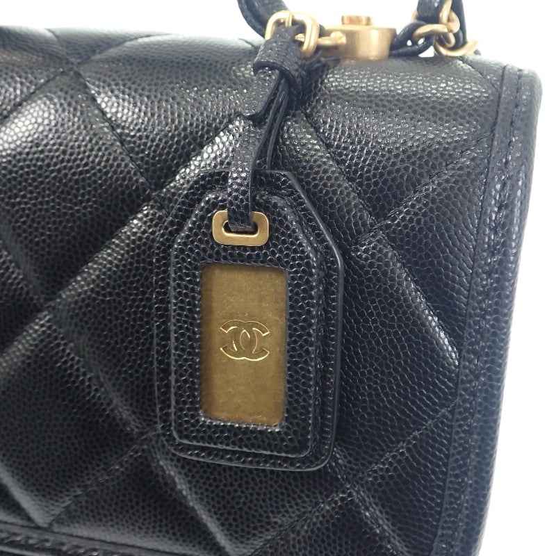 【商談中/対象者以外注文不可】シャネル CHANEL スモール トップハンドル フラップ AS3652 2WAYバッグ ショルダーバッグ キャビアスキン ブラック ゴールド金具 レディース【中古】【Aランク】