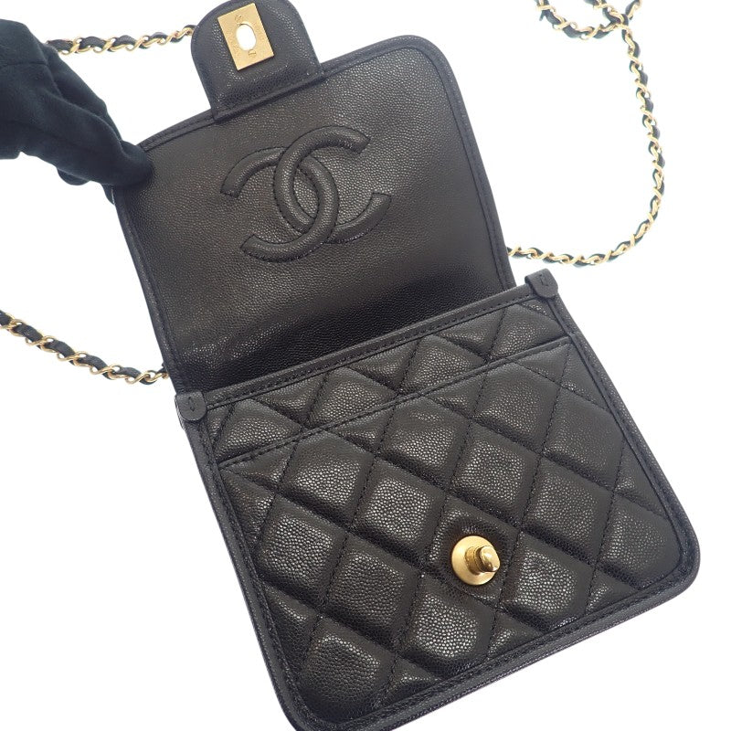 【商談中/対象者以外注文不可】シャネル CHANEL スモール トップハンドル フラップ AS3652 2WAYバッグ ショルダーバッグ キャビアスキン ブラック ゴールド金具 レディース【中古】【Aランク】